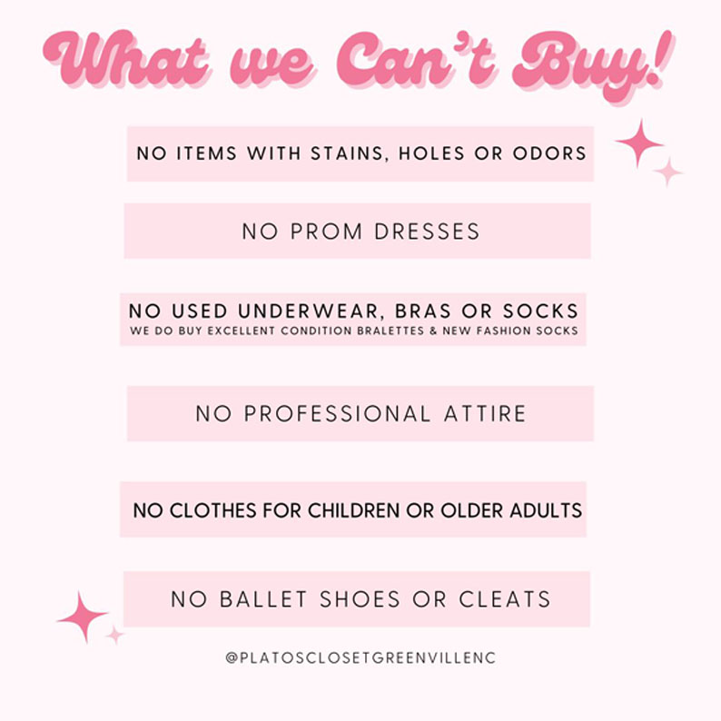 A list of items we can't buy